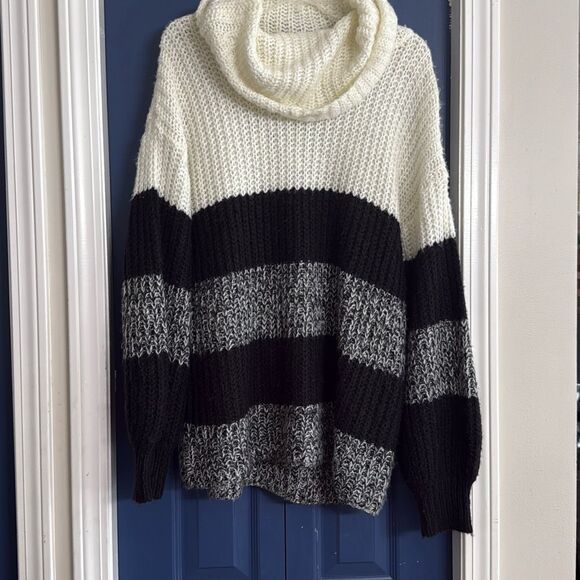 Brave Soul Striped Roll Neck Chunky Sweater Size M - Picture 2 of 6